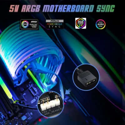 AsiaHorse 24Pin ARGB PSU Extension Cable - Black - 24PIN RGB DUAL SR BLK — 4