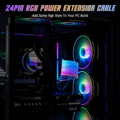 AsiaHorse 24Pin ARGB PSU Extension Cable - Black - 24PIN RGB DUAL SR BLK — 6