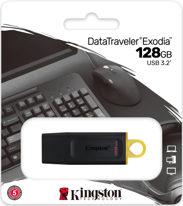 Kingston 128GB USB3.2 Gen1 Data Traveler Exodia (Black + Yellow)