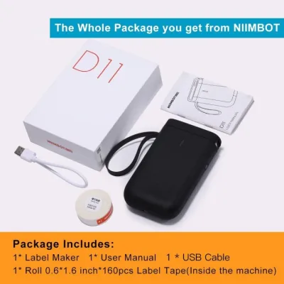 NIIMBOT Label Maker Machine D11 Label Printer Tape Included - Black - 28978-D11A - BLK — 7