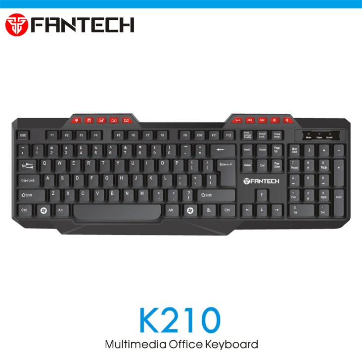 Fantech K210 USB Multimedia Membrane Office Keyboard - Fantech K210