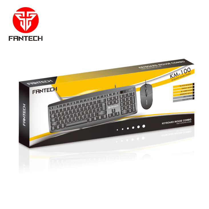 Fantech KM-100 Ergonomic Low-Profile USB Membrane Keyboard & 1200 DPI USB Optical Mouse Combo - Fantech KM-100 — 6