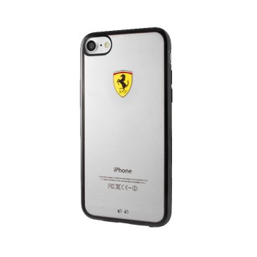 Ferrari Racing Shield iPhone 7 TPU Back Case - Transparent, Black Lining - FEHCP7BK