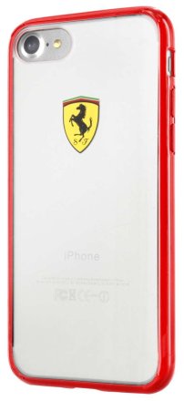 Ferrari Racing Shield iPhone 7 TPU Back Case - Transparent, Red Lining - FEHCP7RE