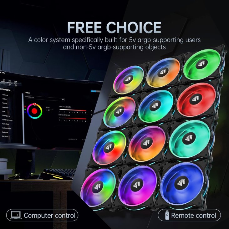Asiahorse FS-9002 Pro 120mm ARGB Case Fan - Triple Pack Black — 7