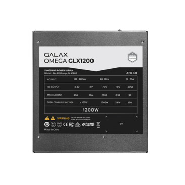 Galax Omega GLX1200 1200W 80+ Gold ATX 3.0 Full Modular Power Supply - Black - G-PGO1BGPFNAFB0-GXLG — 2