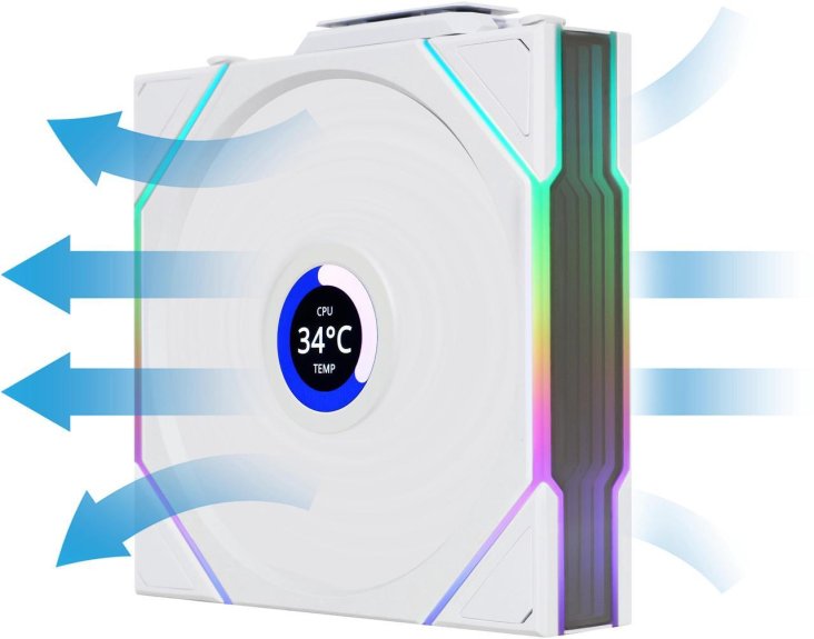 Lian Li UNI FAN TL-LCD 120 WIRELESS White (3 pc) ARGB PWM with LCD Screen 120mm TBC RPM (1pcs) NO controller 28mm thickness — 4