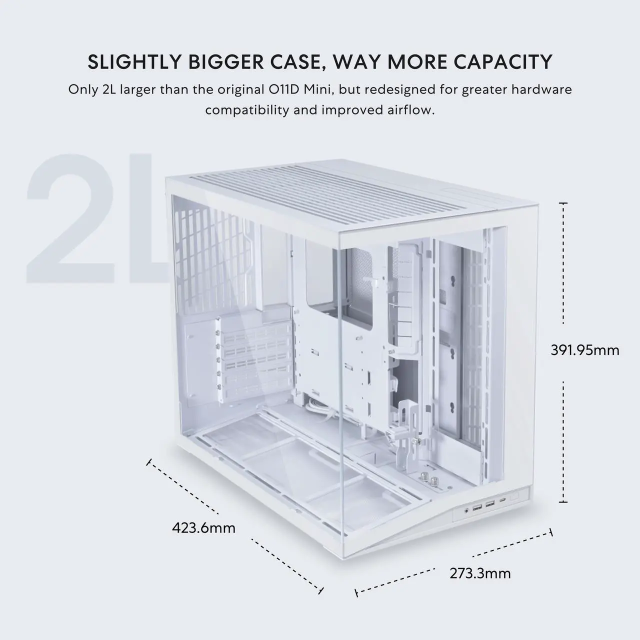Lian Li O11D MINI V2 Compact ATX Mid-Tower Airflow Computer Case - White - G99.O11DMIV2W.WH.00 — 2