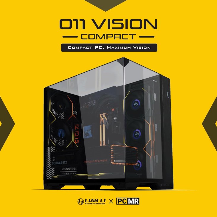 Lian Li O11 Vision Compact Mid Tower ATX PC Case - Black - G99.O11VPX.00 — 2