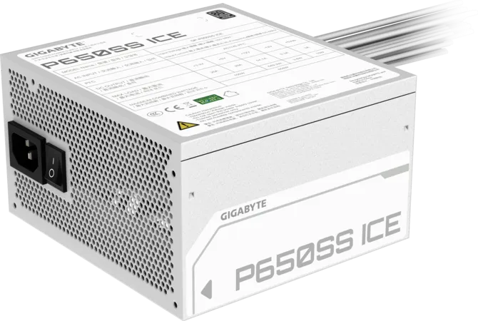 GIGABYTE P650SS Non Modular Power Supply, 650W Power, 80 Plus Silver Efficiency, 120mm Fluid Dynamic Bearing Fan, Intel ATX 3.0 Standard, 0.9 Active PFC, Ice- GP-P650SS-ICE — 5