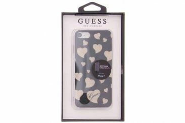 Guess Hearts TPU Case for iPhone 7 - Black - GUHCP7GLHBK — 2