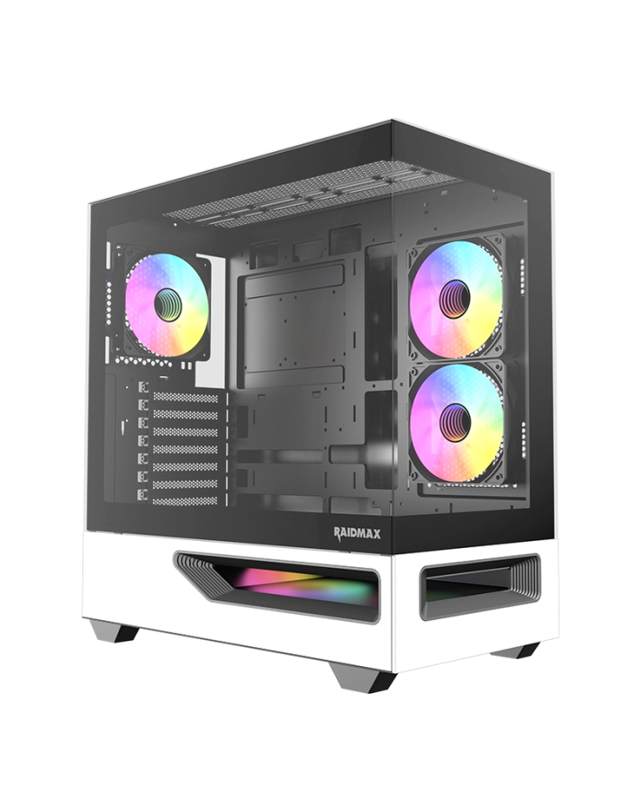 RAIDMAX Hurrikan H200 Air Tunnel Gaming Case - White - H200ZA