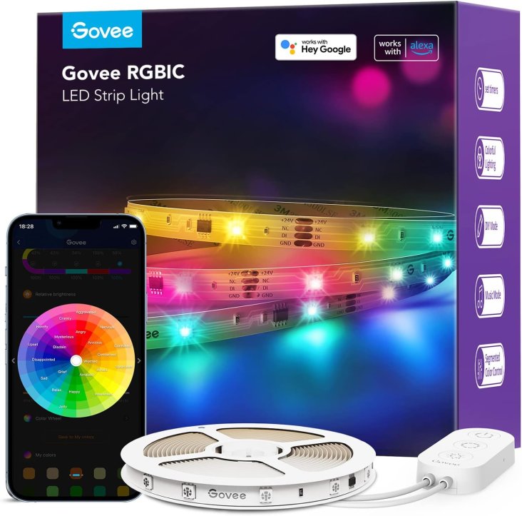 Govee RGBIC Basic 10m/32.8ft Wi-Fi and Bluetooth LED Strip Lights - H618C3D1
