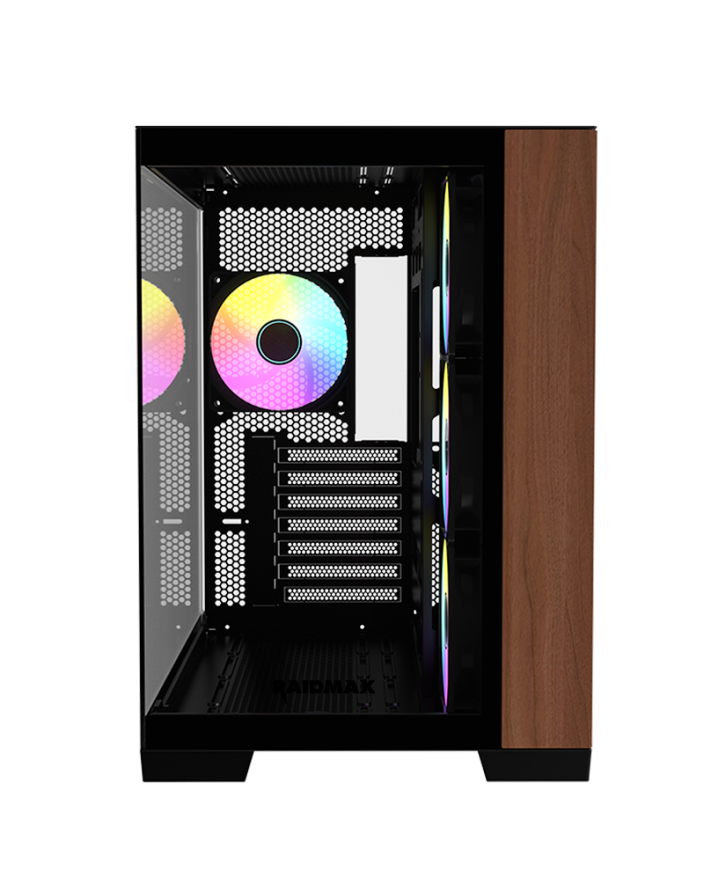 RAIDMAX Infinita Series I610 Dual Chamber ATX Gaming Wood Case - Black - i610WBF — 2