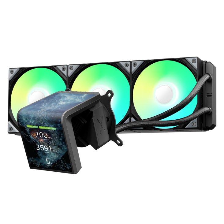 Tryx Panorama SE ARGB 360 Liquid CPU Cooler, Rotatable AMOLED Screen, Pre-Installed ARGB Fans, 1850 RPM Fan Speed - Black - L-P360L-AM3M-G0K — 2