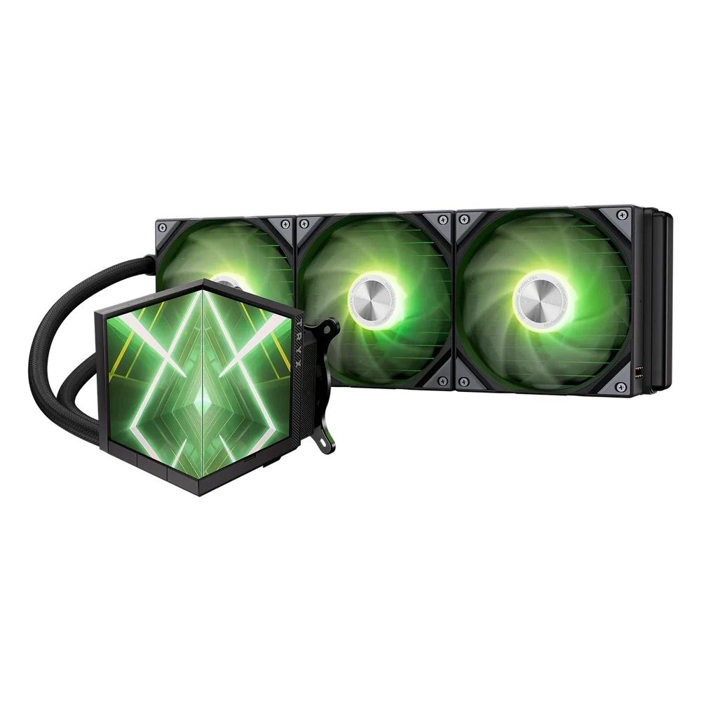 TRYX Stage 360 ARGB 360mm AIO Liquid CPU Cooler, Dual 4-inch IPS Display, Asetek 7th Gen V2 Pump, 280W TDP, 65.64 CFM High Airflow ARGB Gaming Cooler, Black - L-S360A-DM3M-G0K