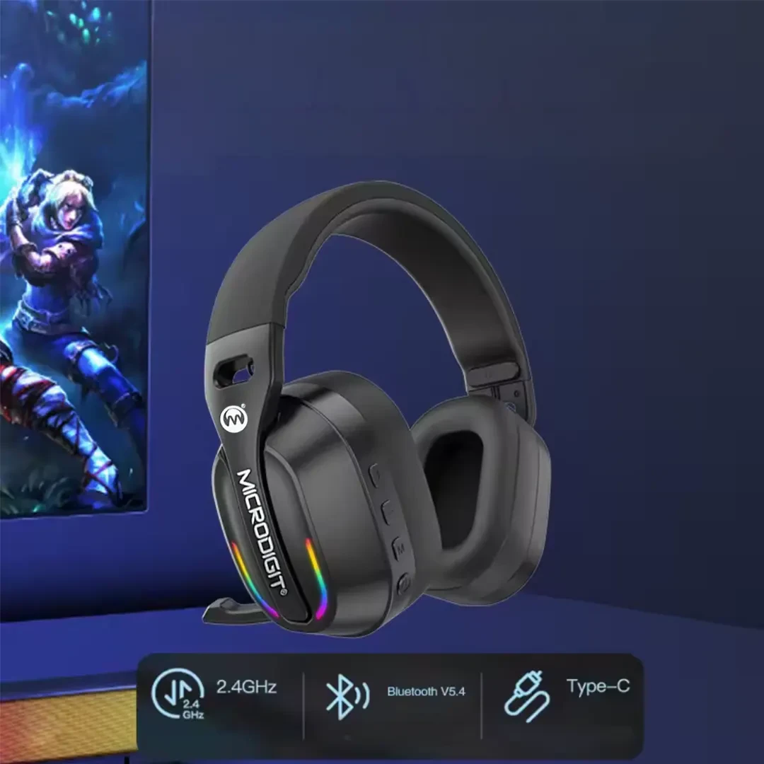 Microdigit RGB Wireless Gaming Headset- MS653WH — 2