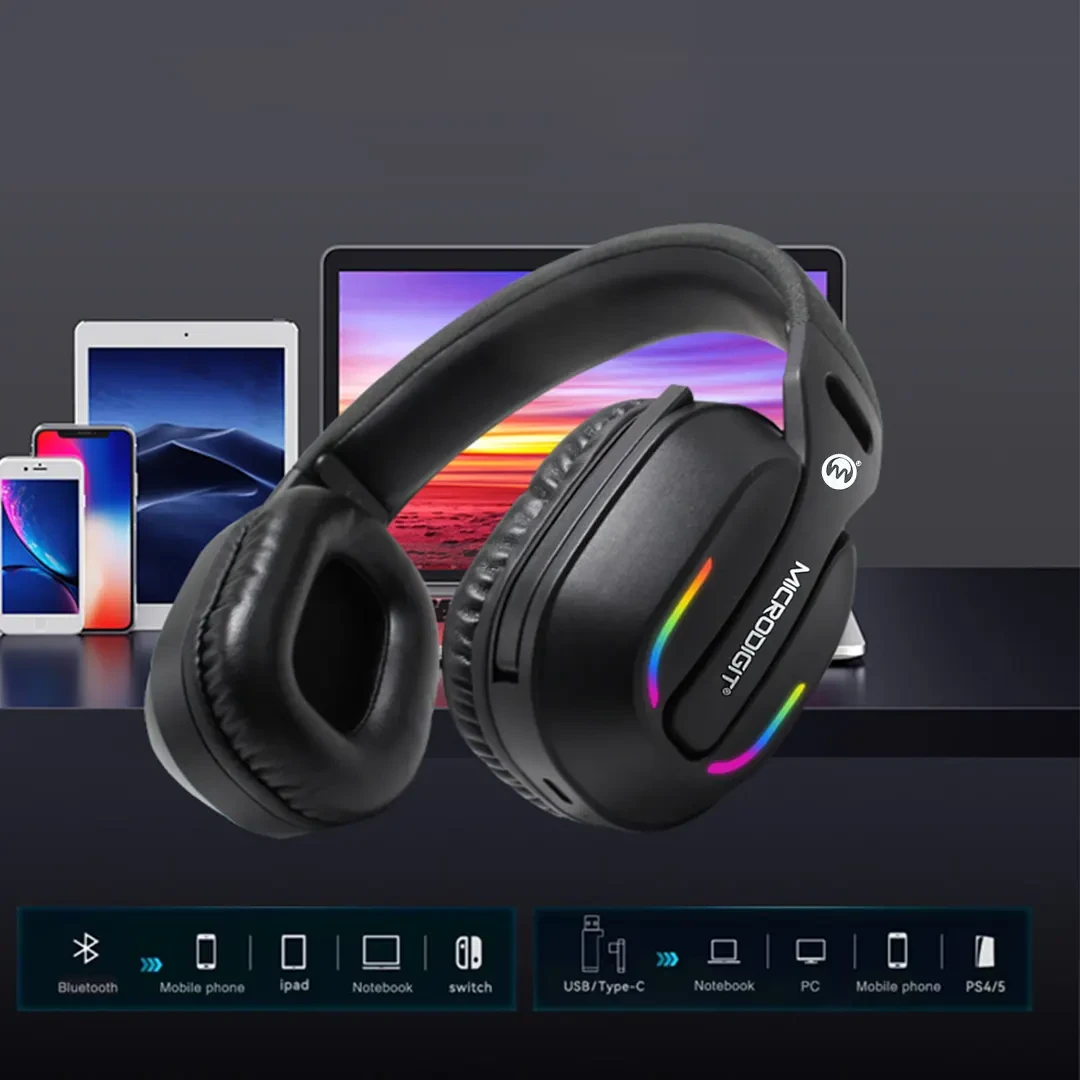 Microdigit RGB Wireless Gaming Headset- MS653WH — 5