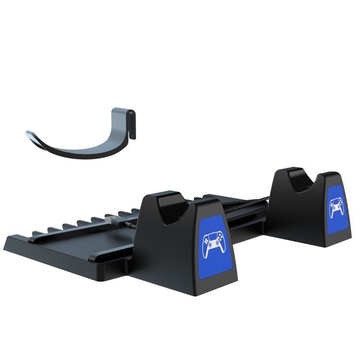 Ipega PS5 Multi-function Vertical Stand - Charging Dock, Headphone Stand, Disc Storage - Black - PG-P5009 — 3