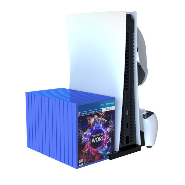 Ipega PS5 Multi-function Vertical Stand - Charging Dock, Headphone Stand, Disc Storage - Black - PG-P5009 — 4