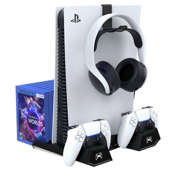Ipega PS5 Vertical Stand and Controller Charging Station with Disc Storage - Black - PG-P5023