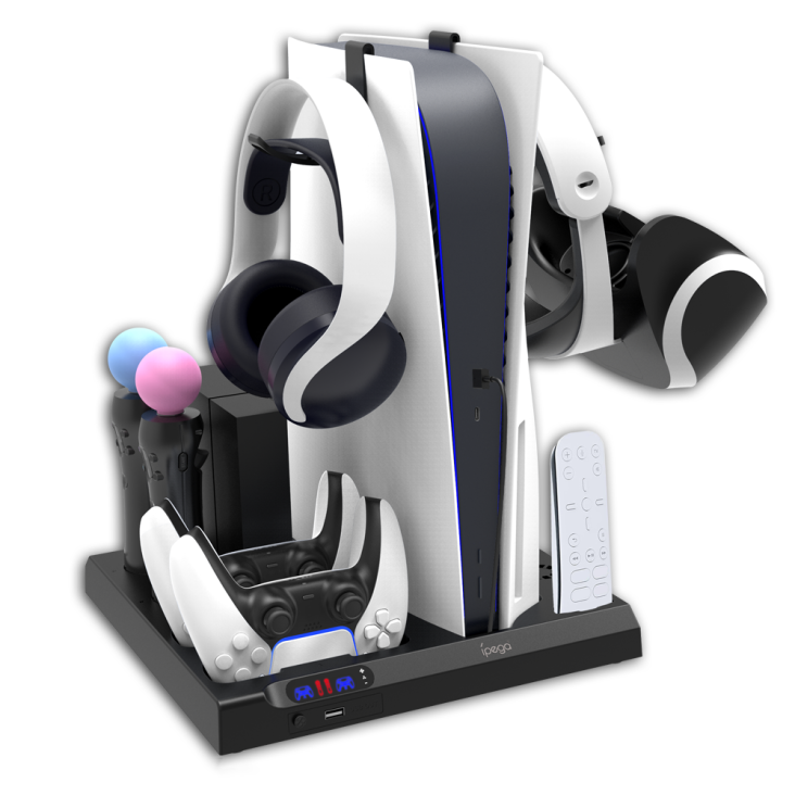 Ipega PS5 Vertical Stand with Cooling Fan, Controller Charging Station, Disc Holder - Black - PG-P5028