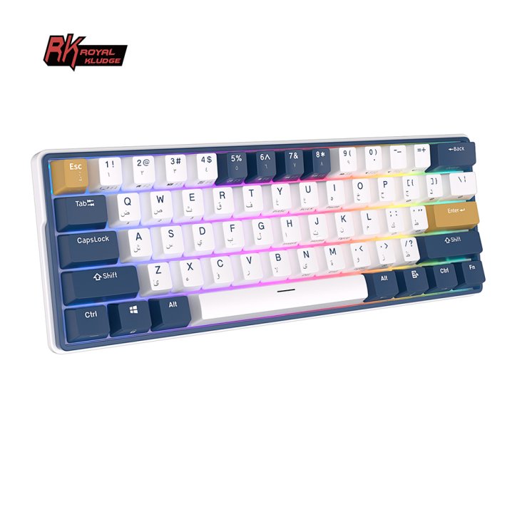 Royal Kludge RK61 Plus Wireless RGB Mechanical Keyboard - Sky Cyan Switch, Eng/Ara, Klein Blue - RK61 PLUS - KL BLU/SKYCYN — 2