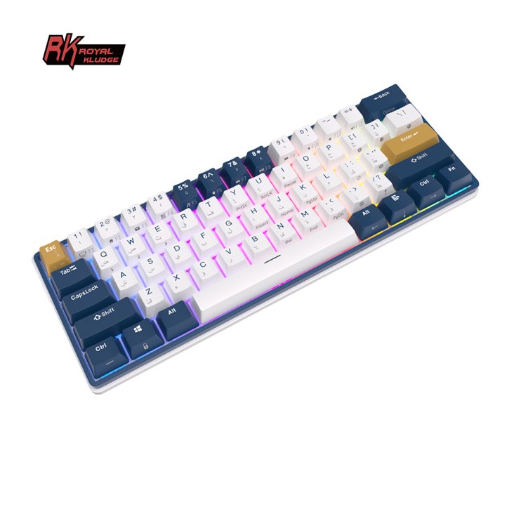 Royal Kludge RK61 Plus Wireless RGB Mechanical Keyboard - Sky Cyan Switch, Eng/Ara, Klein Blue - RK61 PLUS - KL BLU/SKYCYN — 3