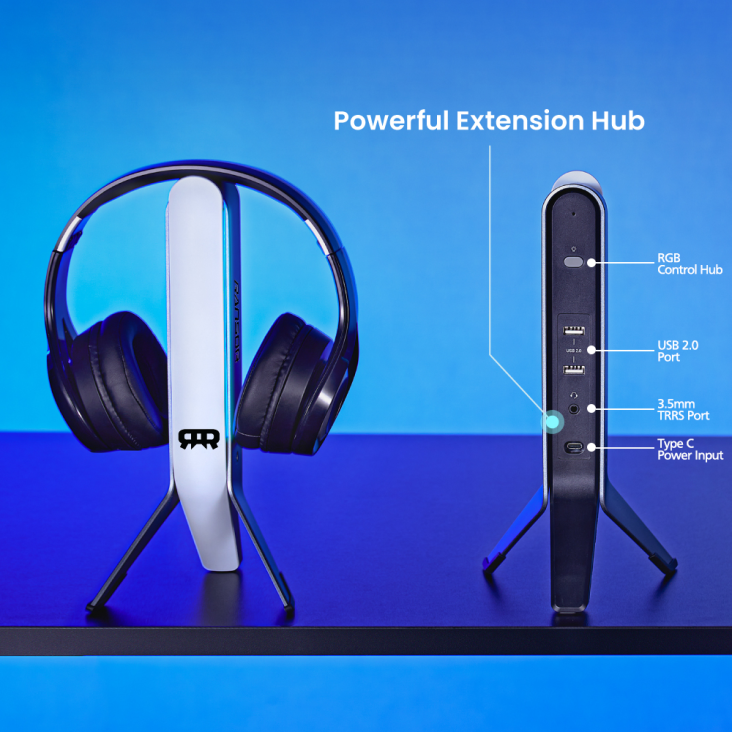 RANSOR® Gaming Rocket Launcher Premium Headphone Stand - USB Extension Hub - RNSR-AC-HS-01 — 4
