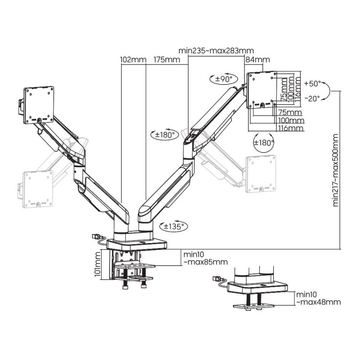 RANSOR® Hecaton V2 Pro Dual Monitor Arm - RNSR-ARM-HV22P-01 — 5