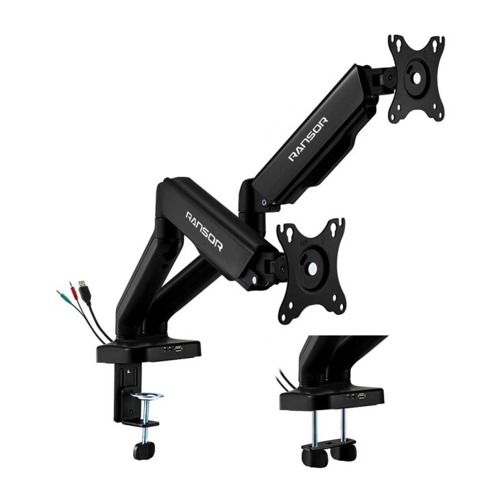 RANSOR® Hecaton V2 Dual Monitor Arm - RNSR-ARM-HV22S-01