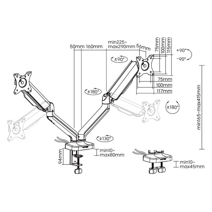 RANSOR® Hecaton V2 Dual Monitor Arm - RNSR-ARM-HV22S-01 — 7