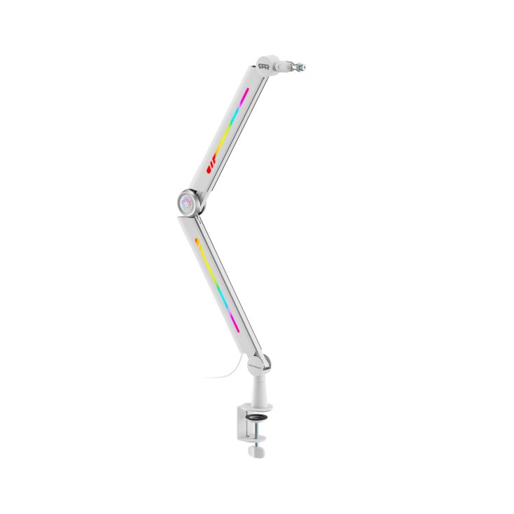 RANSOR® Gaming Hecaton Pro RGB Microphone Arm - White - RNSR-ARM-MPRGB-01