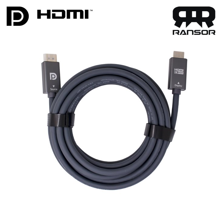 RANSOR® Premium 4K DisplayPort to HDMI Cable 5m/16.5ft - RNSR-CBL-DPHDMI500