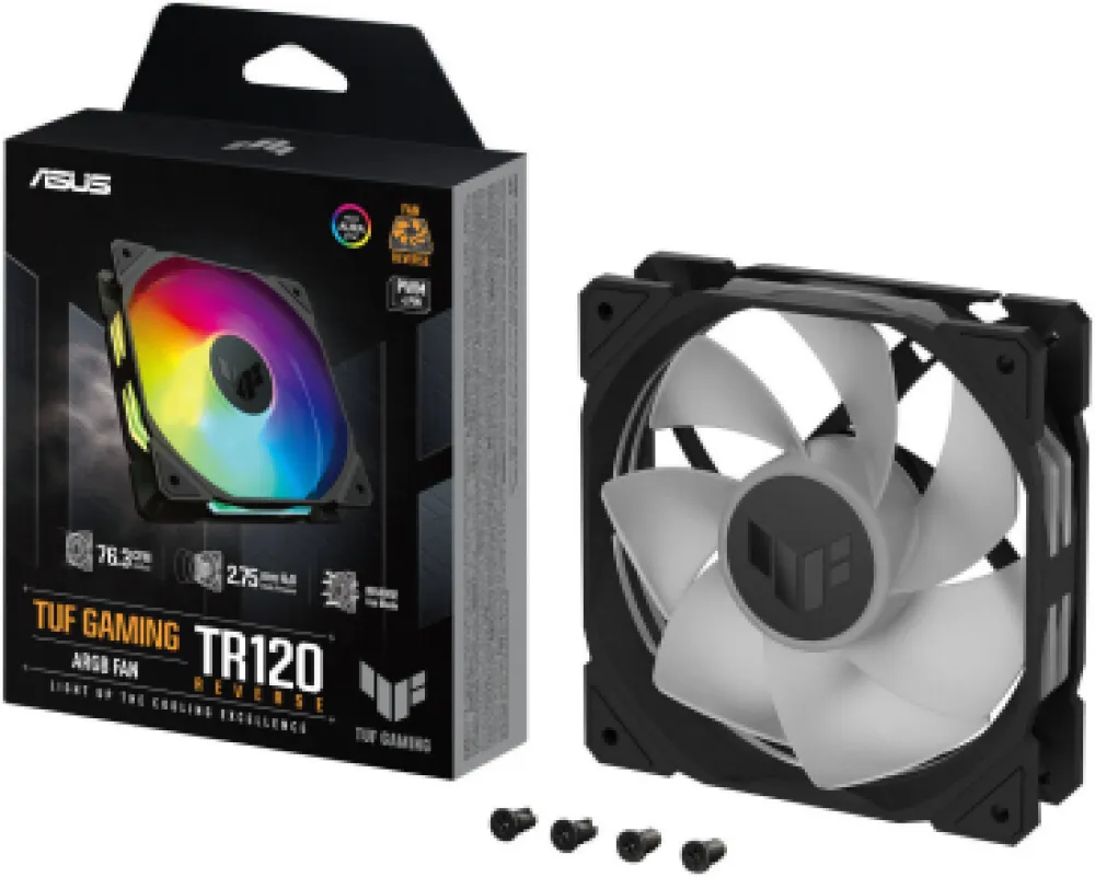 Asus TUF Gaming TR120 ARGB Reverse Blade Black Case Fan Single Pack - 90DA00D0-B09000