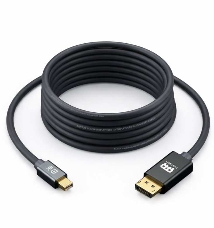 RANSOR® 8K Mini DisplayPort to DisplayPort v1.4 2m/6.5ft Cable - RNSR-CBL-MDPDP14201