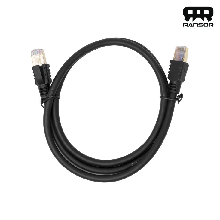 RANSOR® CAT8 1m/3ft Premium Round Ethernet Cable - Black - RNSR-CBL-NR1MB