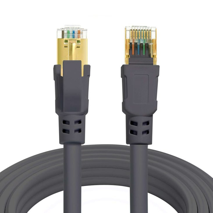 RANSOR® CAT8 2m/6.5ft Premium Round Ethernet Cable - Black - RNSR-CBL-NR2MB — 4