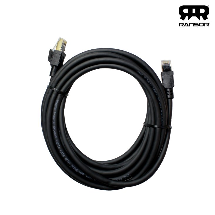 RANSOR® CAT8 5m/16.5ft Premium Ethernet Cable - Black - RNSR-CBL-NR5MB