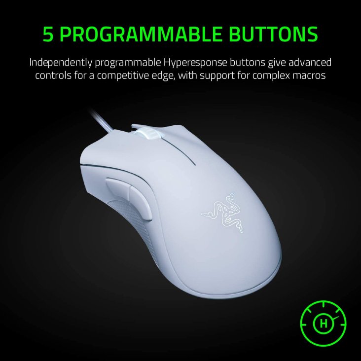 Razer Deathadder Essential 6400 DPI USB Ergonomic Gaming Mouse - White — 3