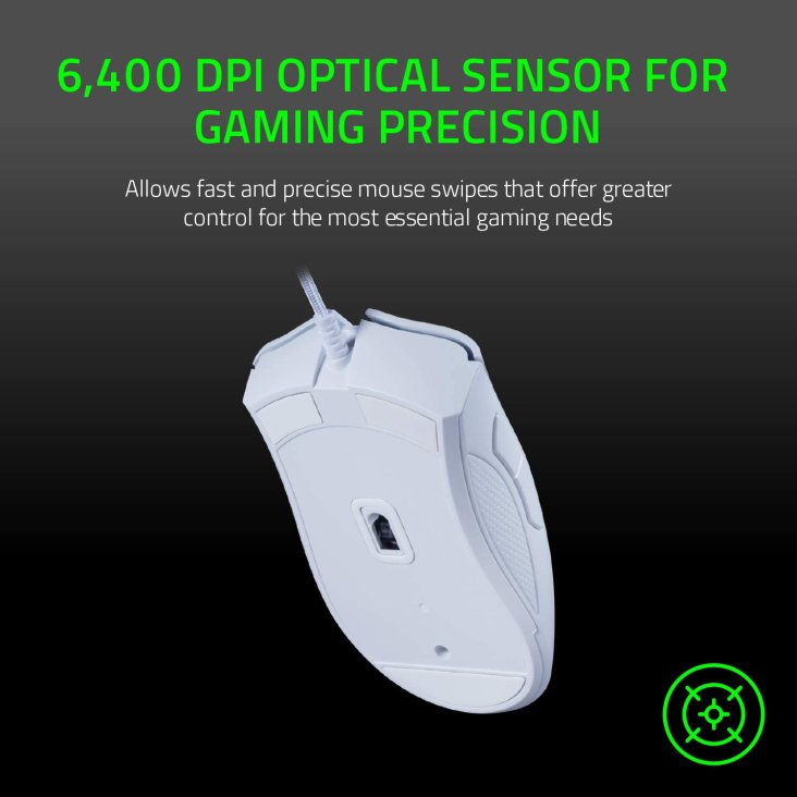Razer Deathadder Essential 6400 DPI USB Ergonomic Gaming Mouse - White — 5