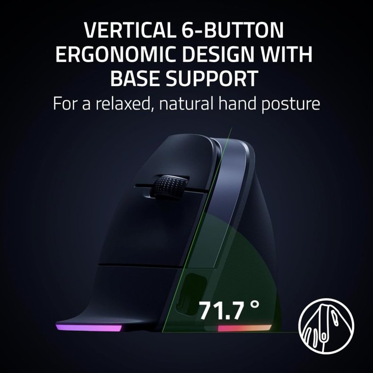 Razer Pro Click V2 Vertical 30K DPI Wireless Ergonomic Vertical Mouse - Black — 2