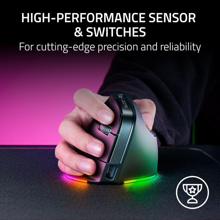 Razer Pro Click V2 Vertical 30K DPI Wireless Ergonomic Vertical Mouse - Black — 7