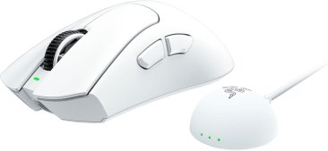 Razer DeathAdder V4 Pro Optical Wireless Gaming Mouse - White - RZ01-05330200-R3G1 — 3