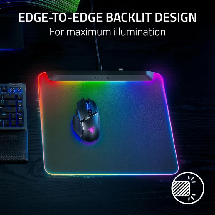 Razer Firefly V2 Pro Backlit RGB Tempered Glass Gaming Mouse Pad - Black - RZ02-04920100-R3M1 — 2
