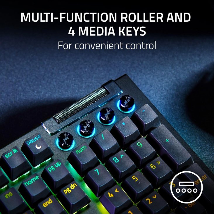 Razer BlackWidow V4 USB-C RGB Mechanical Gaming Keyboard - Yellow Switches, Eng (US Layout) — 7