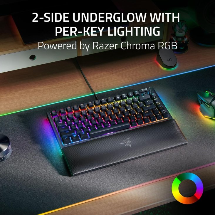 Razer BlackWidow V4 75% Chroma RGB USB-C Mechanical Gaming Keyboard - Orange Switches, Black — 5