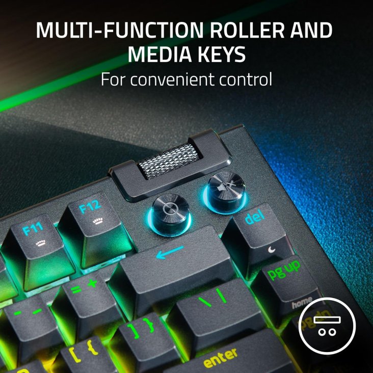Razer BlackWidow V4 75% Chroma RGB USB-C Mechanical Gaming Keyboard - Orange Switches, Black — 6