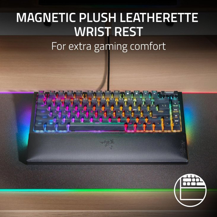 Razer BlackWidow V4 75% Chroma RGB USB-C Mechanical Gaming Keyboard - Orange Switches, Black — 7