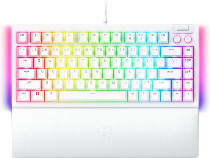 Razer BlackWidow V4 75% Chroma RGB USB-C Mechanical Gaming Keyboard - Orange Switches, White